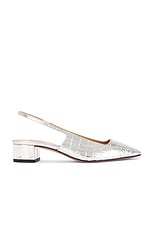 Aquazzura Ginza Sling 35 Pump in Silver, view 1, click to view large image.