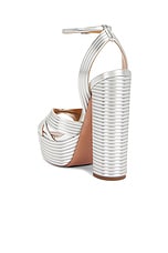 Aquazzura Sundance Plateau 140 Sandal in Laminated Silver, view 3, click to view large image.
