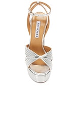 Aquazzura Sundance Plateau 140 Sandal in Laminated Silver, view 4, click to view large image.