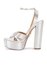 Aquazzura Sundance Plateau 140 Sandal in Laminated Silver, view 5, click to view large image.