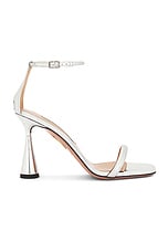 Aquazzura Hot 95 Sandal in Silver, view 1, click to view large image.