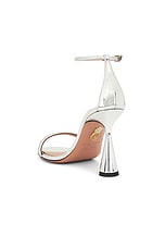 Aquazzura Hot 95 Sandal in Silver, view 3, click to view large image.