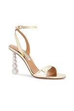 Aquazzura Yes Baby 95 Sandal in Soft Gold, view 2, click to view large image.