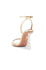 Aquazzura Yes Baby 95 Sandal in Soft Gold, view 3, click to view large image.