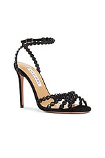 Aquazzura Tequila 105 Sandal in Black & Jet, view 2, click to view large image.