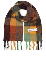 Acne Studios Valley Scarf in Chestnut Brown, Yellow, & Green, view 1, click to view large image.