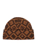 Acne Studios Konny Tiles Face Beanie in Toffee Brown & Black, view 1, click to view large image.