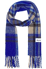 Acne Studios Scarf in Electric Blue & Beige, view 1, click to view large image.