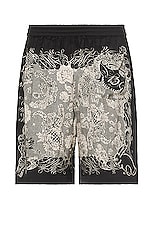 Acne Studios Print Short in Black & Ecru, view 2, click to view large image.