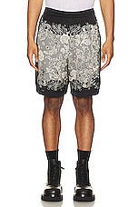 Acne Studios Print Short in Black & Ecru, view 4, click to view large image.