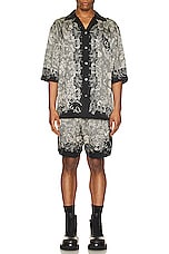 Acne Studios Print Short in Black & Ecru, view 5, click to view large image.