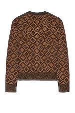 Acne Studios Kerid Tiles Face Cardigan in Toffee Brown & Black, view 2, click to view large image.