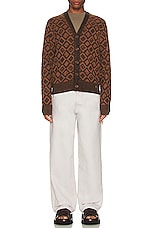 Acne Studios Kerid Tiles Face Cardigan in Toffee Brown & Black, view 5, click to view large image.