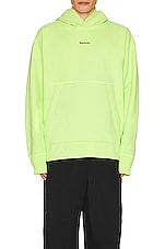 Acne Studios Franklin H Stamp Hoodie in Fluo Green, view 4, click to view large image.
