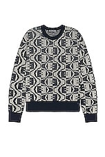 Acne Studios Argyle Sweater in Navy & Oatmeal Melange, view 1, click to view large image.