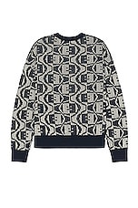Acne Studios Argyle Sweater in Navy & Oatmeal Melange, view 2, click to view large image.