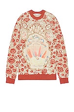 Acne Studios Graphic Sweater in Blossom Pink & Gold, view 1, click to view large image.