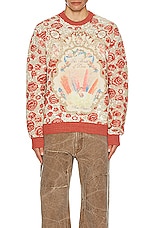 Acne Studios Graphic Sweater in Blossom Pink & Gold, view 3, click to view large image.