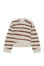 Acne Studios Striped Sweater in Grey Melange & Burgundy, view 1, click to view large image.