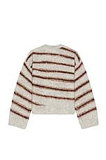 Acne Studios Striped Sweater in Grey Melange & Burgundy, view 2, click to view large image.