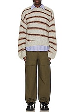 Acne Studios Striped Sweater in Grey Melange & Burgundy, view 4, click to view large image.