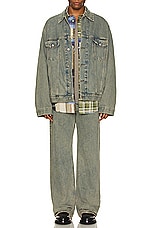 Acne Studios Denim Jacket in Blue & Beige, view 4, click to view large image.