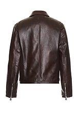 Acne Studios Leather Zip Jacket in Brown, view 2, click to view large image.