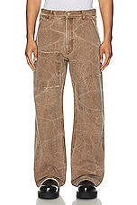 Acne Studios Patch Canvas Trousers in Toffee Brown, view 4, click to view large image.