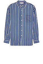 Acne Studios Striped Shirt in Mid Blue, view 1, click to view large image.