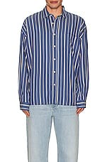 Acne Studios Striped Shirt in Mid Blue, view 4, click to view large image.