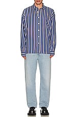 Acne Studios Striped Shirt in Mid Blue, view 5, click to view large image.