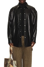 Acne Studios Leather Shirt in Black, view 4, click to view large image.