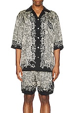 Acne Studios Short Sleeve Print Shirt in Black & Ecru, view 3, click to view large image.