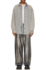 Acne Studios Denim Shirt in Blue & Beige, view 5, click to view large image.