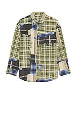 Acne Studios Patchwork Shirt in Green Multi, view 1, click to view large image.