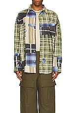Acne Studios Patchwork Shirt in Green Multi, view 4, click to view large image.