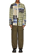 Acne Studios Patchwork Shirt in Green Multi, view 5, click to view large image.