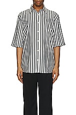 Acne Studios Short Sleeve Stripe Shirt in Black & White, view 4, click to view large image.