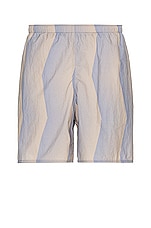 Acne Studios Swim Short in Blue & Beige, view 1, click to view large image.