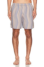 Acne Studios Swim Short in Blue & Beige, view 5, click to view large image.