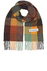 Acne Studios Scarf in Chestnut Brown, Yellow, & Green, view 1, click to view large image.