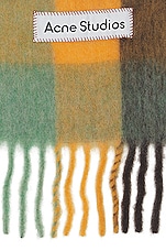 Acne Studios Scarf in Chestnut Brown, Yellow, & Green, view 3, click to view large image.