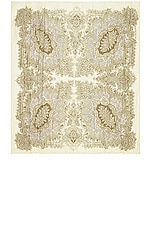 Acne Studios Printed Scarf in Cream White & Light Olive, view 2, click to view large image.