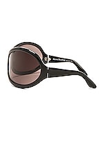 Acne Studios Large Sunglasses in Black & Black, view 3, click to view large image.