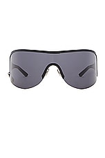 Acne Studios Rounded Shield Sunglasses in Black, view 1, click to view large image.