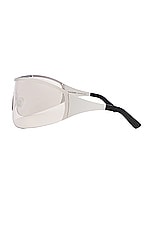 Acne Studios Rounded Shield Sunglasses in Silver & Transparent, view 3, click to view large image.