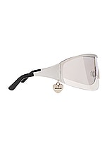 Acne Studios Rounded Shield Sunglasses in Silver & Transparent, view 4, click to view large image.