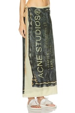 Acne Studios Varong Sarong in Beige & Black, view 2, click to view large image.