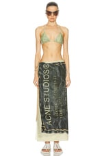 Acne Studios Varong Sarong in Beige & Black, view 5, click to view large image.