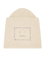 Acne Studios New Crystal Face Beanie in Oatmeal Melange, view 1, click to view large image.